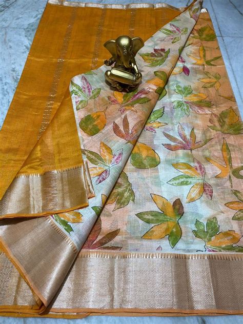 Mangalagiri Pure Pattu By Cotton Big Border Ikkat Katari Pattu Sarees