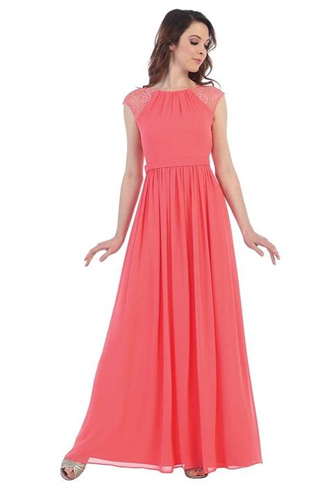 Log In Lashowroom Chiffon Dress Long Coral Pink Dress Chiffon