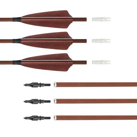 Archery Pcs Wooden Skin Carbon Arrows Spine Shafts Real