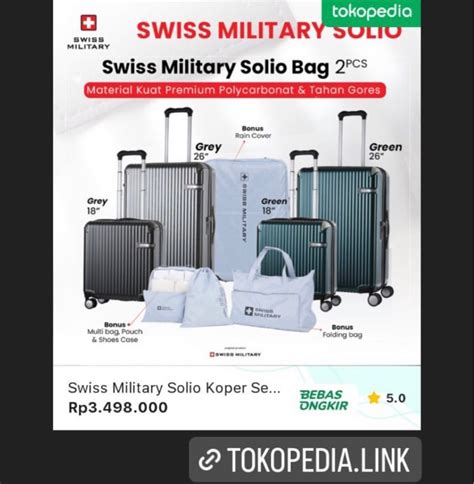 Koper Swiss Military Suitcase Solio 26 Dan 18 Fesyen Wanita Tas