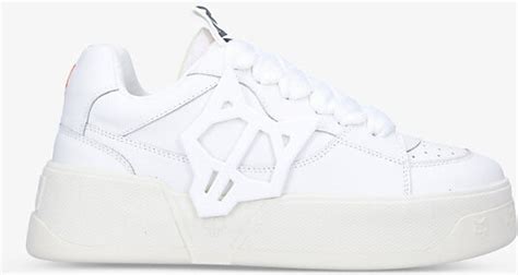 Naked Wolfe Mens White Kosa Wolfe Appliqu Low Top Leather Trainers