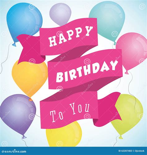 Happy Birthday Colorful Card Stock Vector Illustration Of Vector Announce 62207483