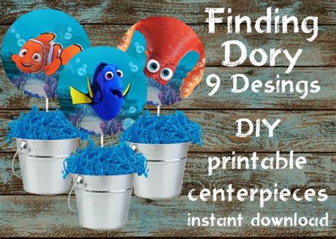 Finding Dory Birthday Party Decorations With Cupcakes In Buckets And