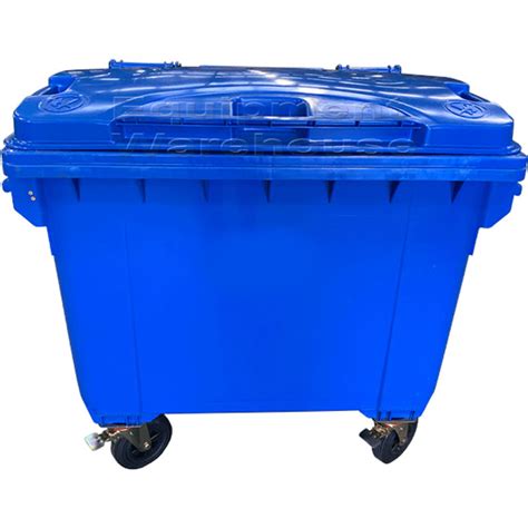 660 Litre Wheelie Bin Blue With Rotator Base Forklift Slippers Fork