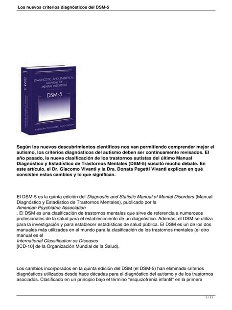 Los Nuevos Criterios Diagnosticos Del Dsm 5 Pdf Manual Diagnóstico Y Estadístico De Los