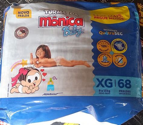 Fralda Turma Da Mônica Baby QuatroSec Giga Descartável Tamanho XG 68