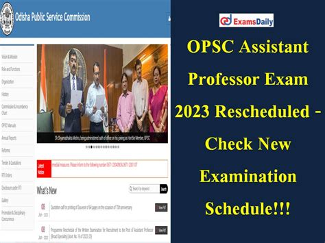 Opsc Assistant Professor Exam Rescheduled Check New Examination