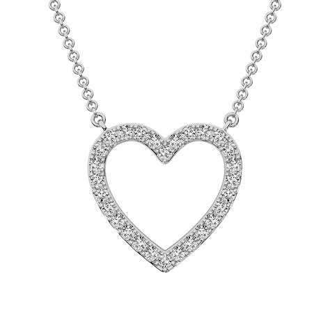 10k White Gold 1 2 Ct Tw Diamond Heart Necklace Unclaimed Diamonds