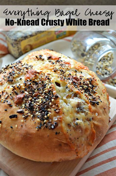 Everything Bagel Cheesy No Knead Crusty White Bread Katies Cucina