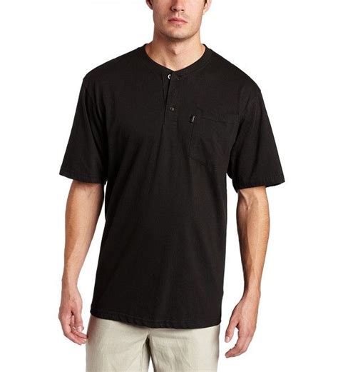 Mens Short Sleeve Heavyweight Three Button Henley Black