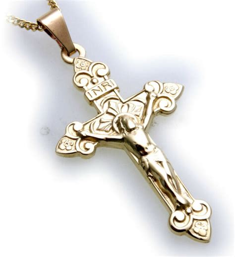 Anh Nger Kreuz Mit Jesus Echt Gold Gelbgold Kt Top Qualit T Inr