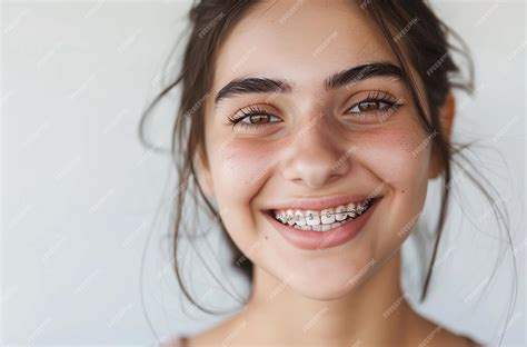 Premium Photo | A girl with braces on her teeth