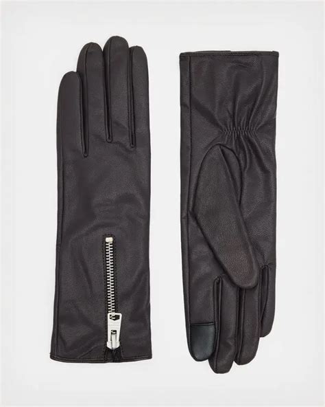 Buy All Saints Sara Zip Leather Gloves - Cordovan/silver At 40% Off | Editorialist