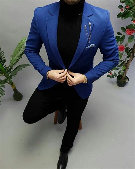 Black And Royal Blue Suit