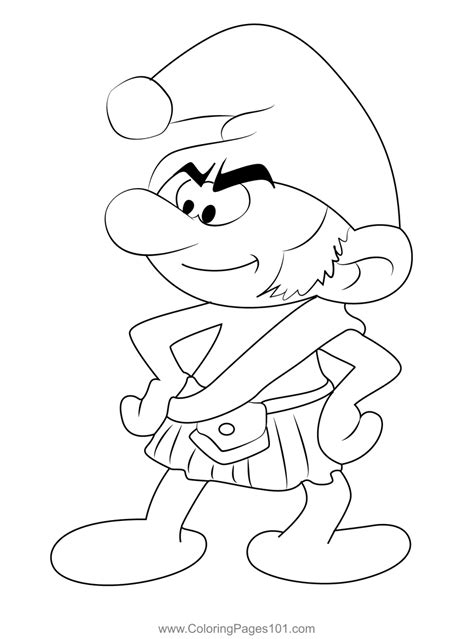 Gutsy Smurf Coloring Page For Kids Free The Smurfs Printable Coloring