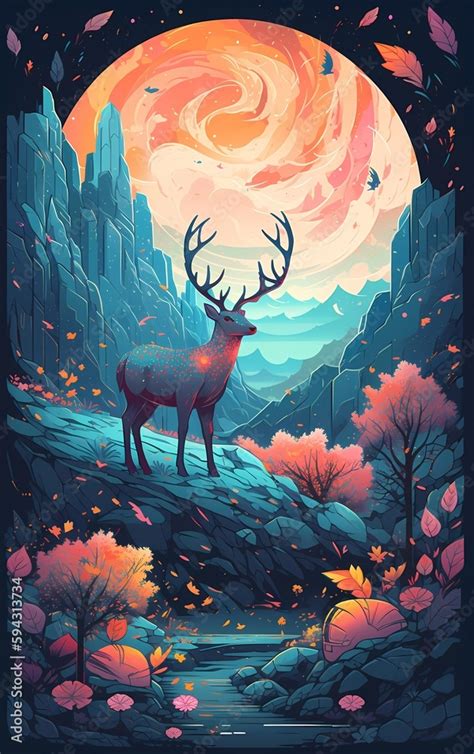 deer wallpaper, Background Concept, artwork and digital art, Illustration, wallpaper, painting ...