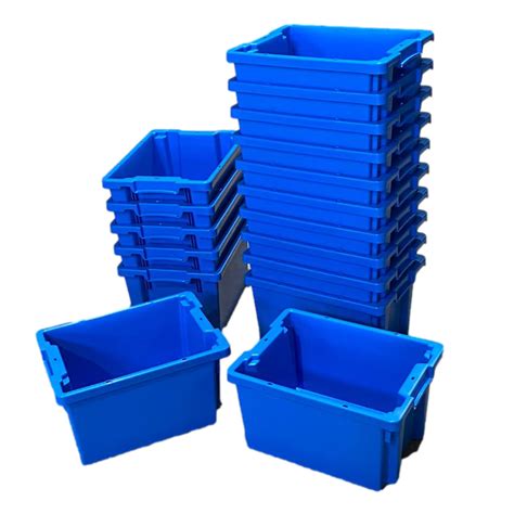 Plastic Stacking Crate X X Cm Blue Nestable Salesbridges B V