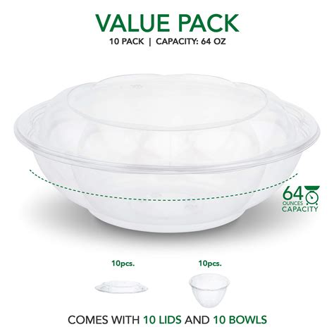 Plastic Salad Bowls With Lids Count Oz Disposable Serving