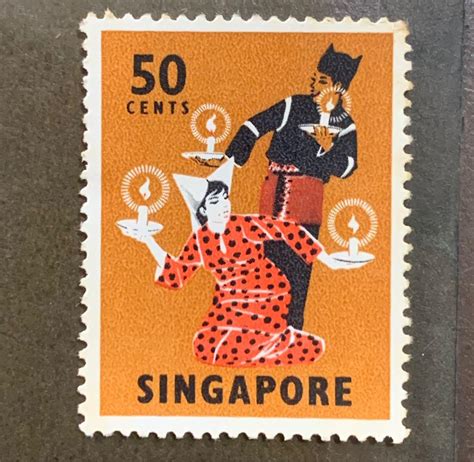 Singapore Stamp Classical Malay Dance Candles Light Mint Toned