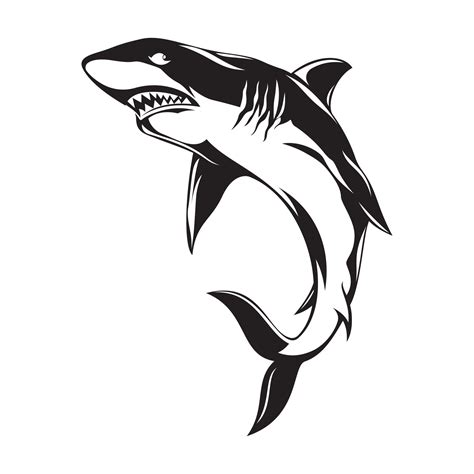 Shark Silhouette Vector illustration - Black and white Shark clipart ...