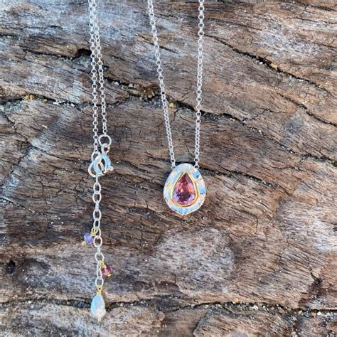 Pink Tourmaline Necklace UnderArt Gallery Sterling Silver