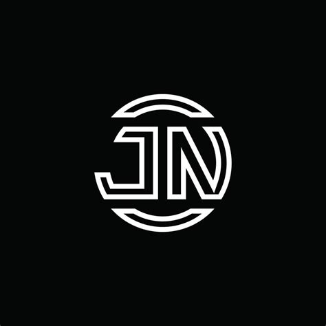 JN Logo Monogram With Negative Space Circle Rounded Design Template