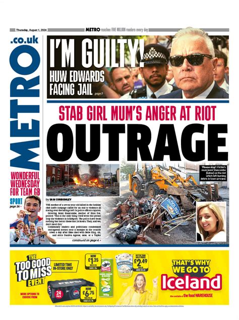 Metro Front Page 1st Of August 2024 Tomorrow S Papers Today