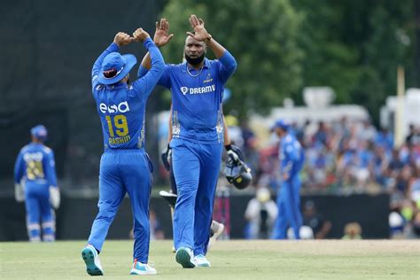 Kieron Pollard Celebrates A Wicket ESPNcricinfo