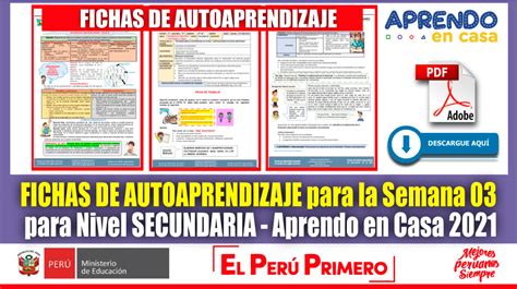 Descarga FICHAS DE AUTOAPRENDIZAJE Para La Semana 03 De Nivel