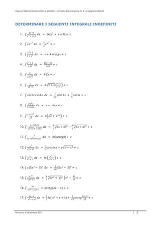 Sheda Esercizi N Integrali Indefiniti Pdf