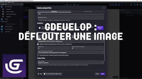 Gdevelop Déflouter une image YouTube