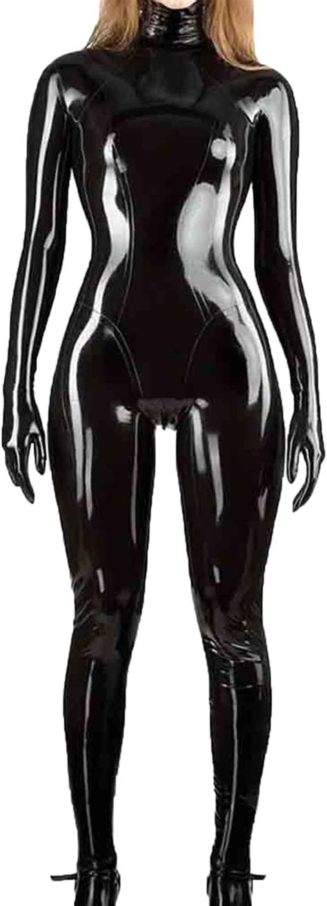 Amazon LESOYA Women S Sexy Shiny Wetlook PVC Leather Jumpsuit