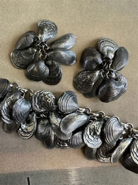 Napier Eugene Bertolli Clam Shell Bracelet & Matching Earrings, Mid ...