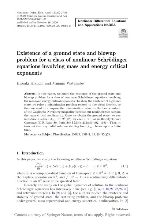 Existence Of A Ground State And Blowup Problem For A Class Of Nonlinear