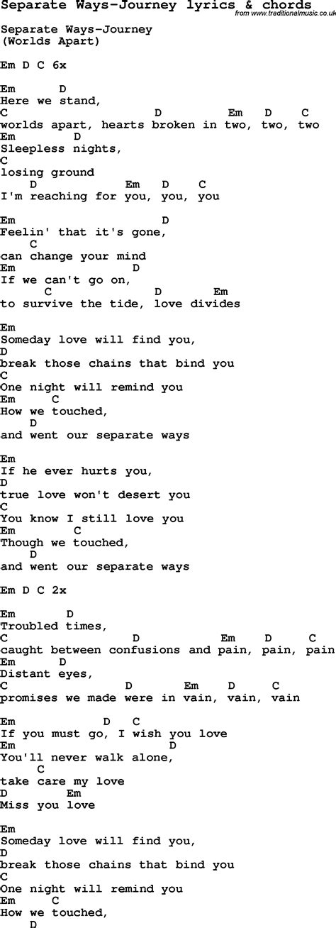 Love Song Lyrics Forseparate Ways Journey With Chords
