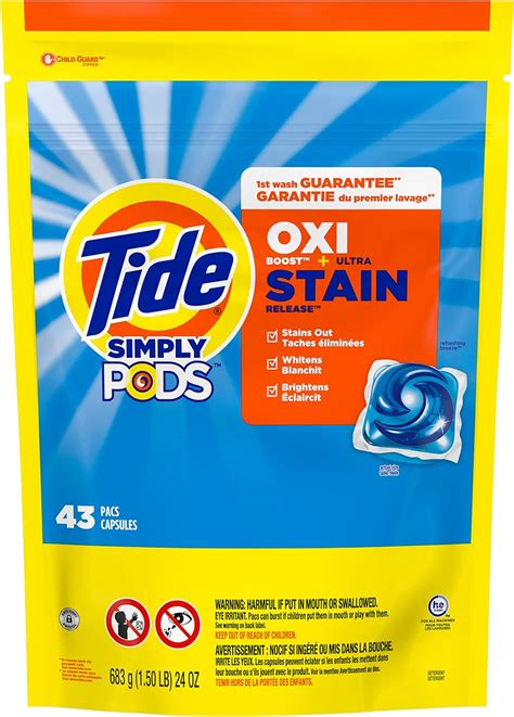 Tide Simply PODS Oxi Cápsulas de jabón detergente para lavandería