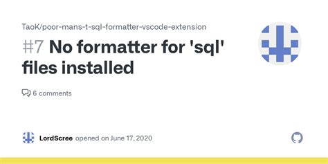 No Formatter For Sql Files Installed · Issue 7 · Taokpoor Mans T