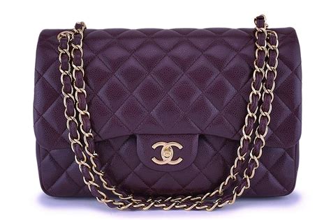 Chanel Burgundy Wine Caviar Jumbo Classic Double Flap Bag Ghw