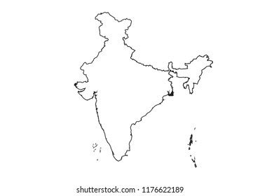 India Outline Map Country Shape State Stock Vector (Royalty Free ...