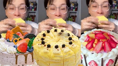 Asmr🍰eating Durian Thousand Layer Cake🍰 Soft And Waxy Sound 크림丨먹방丨mukbang丨satisfying丨eatingsh