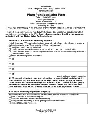 Fillable Online Waterboards Ca Photo Point Monitoring Form Fax Email