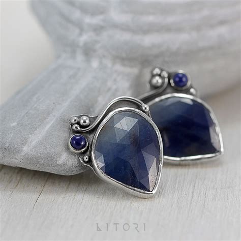 litori handmade kolczyki szafir lapis lazuli Kolczyki Biżuteria w