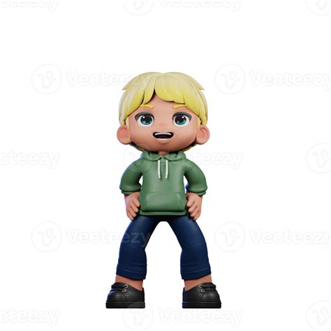 3d Cartoon Character With Blonde Hair Standing Laugh Pose 46300976 Png