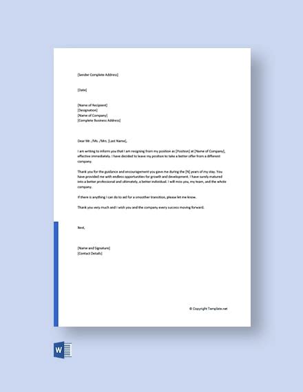 Download 159 Resignation Letter Templates Microsoft Word Doc