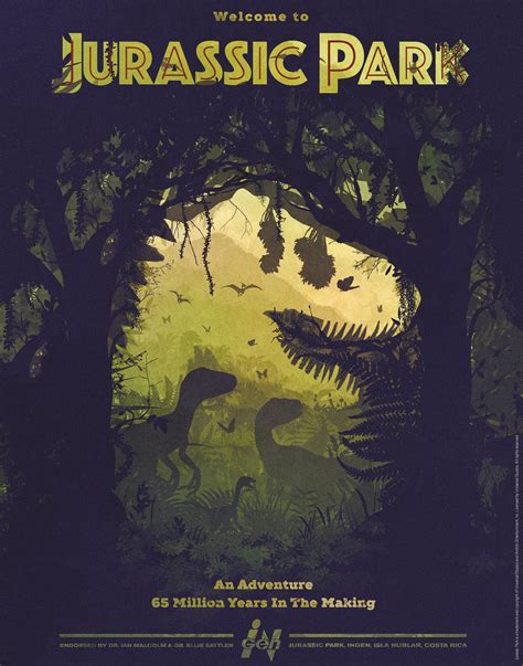 Jurassic Park Premium Art Print Silhouette At Mighty Ape Nz