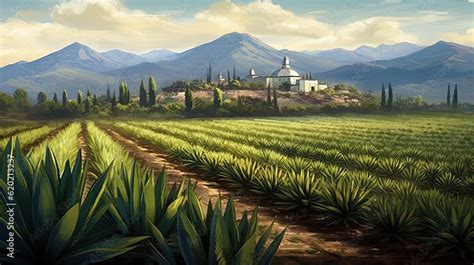 Agave tequilana, commonly called blue agave or tequila agave. Stock Illustration | Adobe Stock