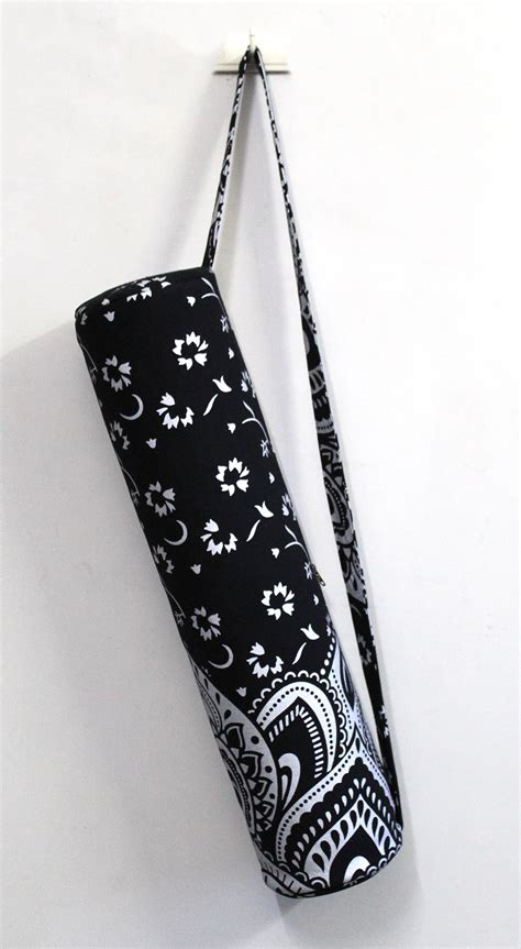 Icc Black Silver Mandala Full Zip Exercise Yoga Mat Carry Bag Gym Beach