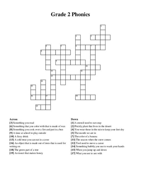 Grade 2 Phonics Crossword Puzzle