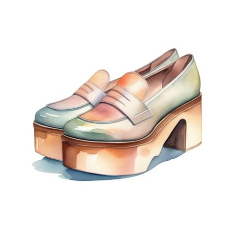 Premium Vector Watercolor Fashion Platform Heels Shoes Illustration