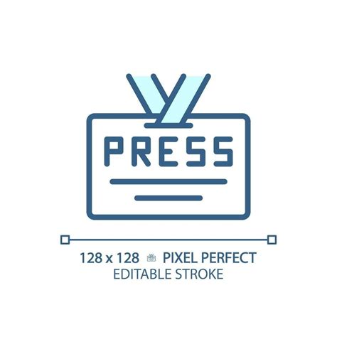 D Pixel Perfect Editable Blue Press Id Card Icon Isolated Vector